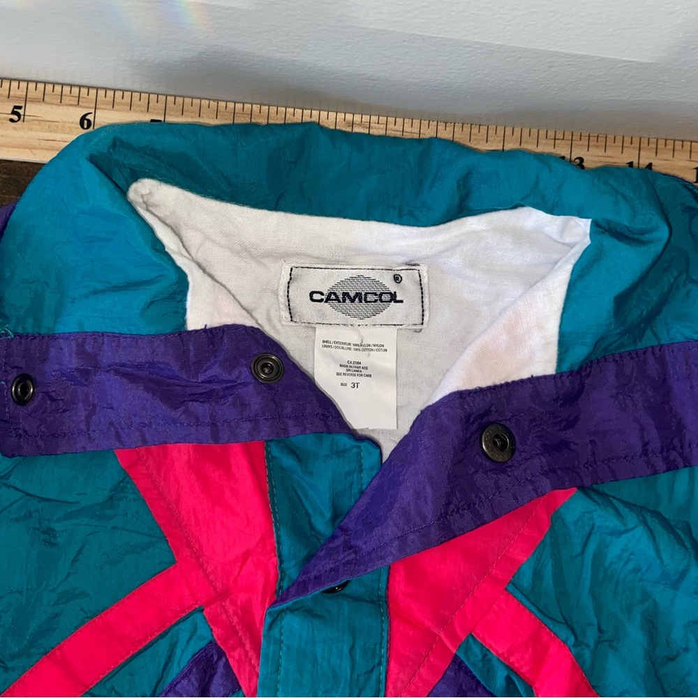90s Kids multi coloured jacket Fleece Lined Windbreaker Jacket unisex - Picture 4 of 9